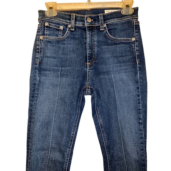 RAG & BONE Jeans Women's Size 25 Blue MANSON High Rise Ankle Raw Hem Skinny Jean - Picture 2 of 7
